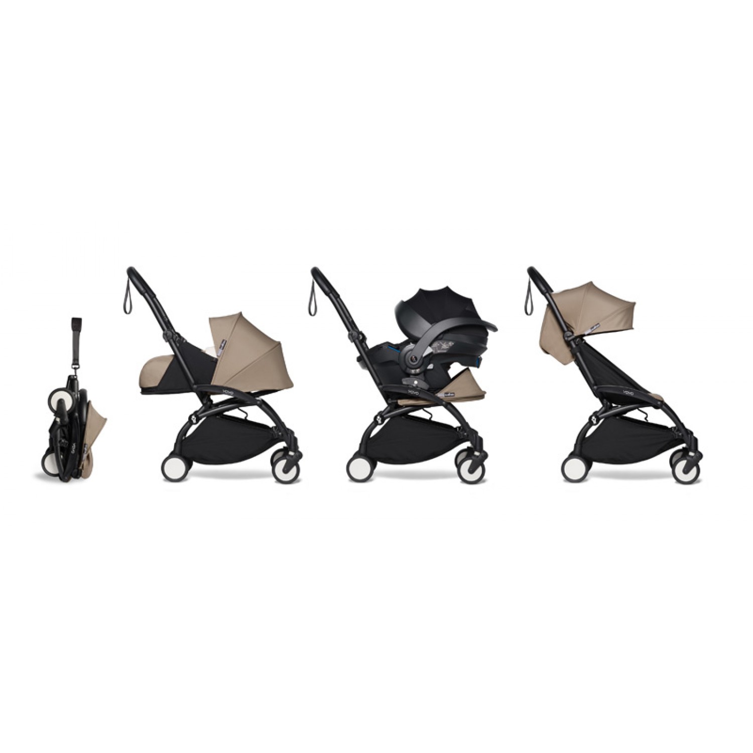 All-in-one BABYZEN stroller YOYO2 0+, car seat and 6+  | Black Chassis Toffee